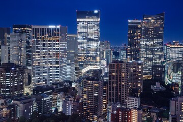 東京都、東京タワーのメインデッキからの夜景（虎ノ門ヒルズ方面）