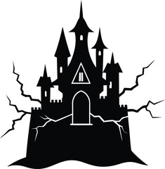 castle in the night vector silhouette