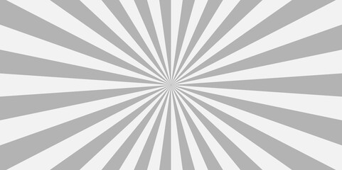 Retro abstract explosion white and gray vintage ray sunrise star sunbeam texture background. vector illustration circle light banner cartoon add design.	