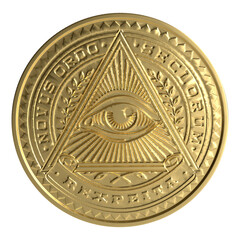 Golden Illuminati Eye of Providence coin