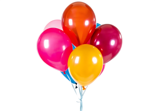  colorful balloons isolated on white background PNG, ai generated