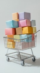 Paper boxes parcel in a trolley,concept shopping online and service home delivery,black friday,Shopping cart supermarket with boxes,Sales of products,goods through online trading platforms.