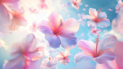 Fototapeta premium Soft Hibiscus Dreams.Created by AI.