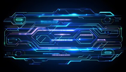 Intricate glowing circuit board design.