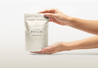 Stand-Up Pouch Mockup with Hands
