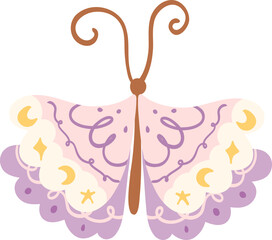 Whimsical Celestial Butterfly in Pastel Colors

