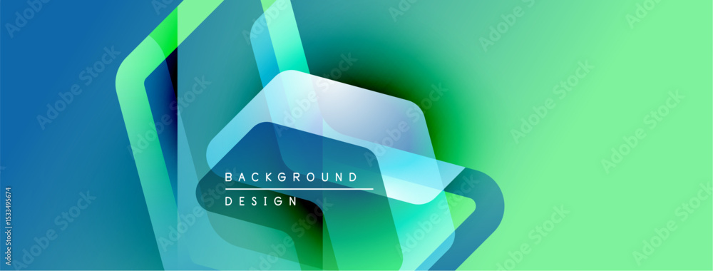 Poster Abstract fluid shapes, vibrant bluegreen gradient. Modern design elements create dynamic visual experience. Text reads background design.