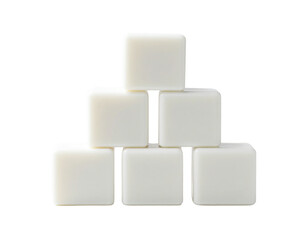 Pyramid Stack of  White Wax Cubes on White Surface, Studio Shot PNG