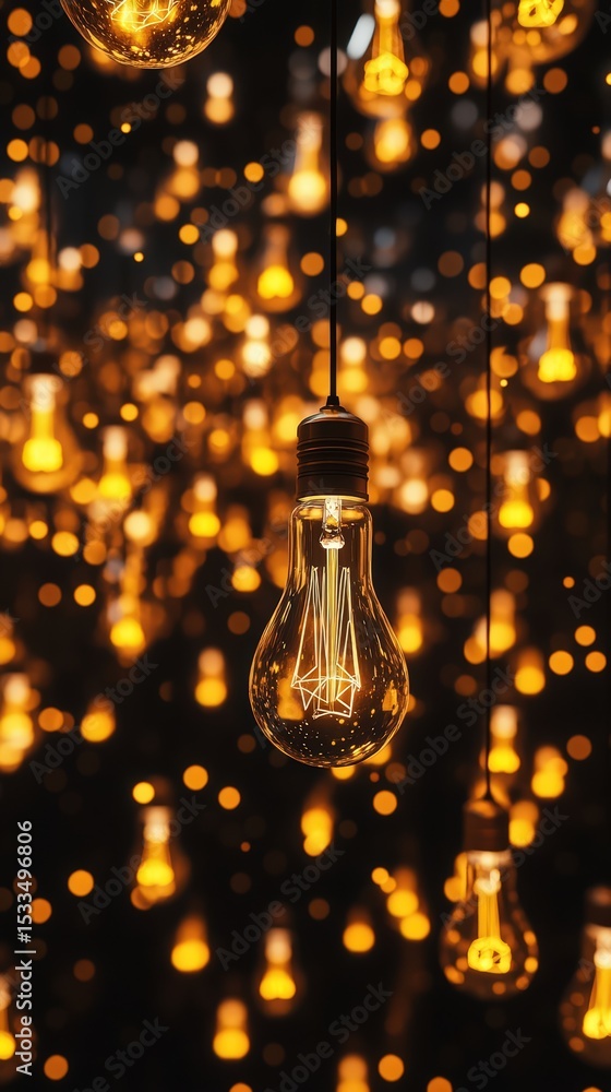 Poster suspended luminaries illuminate darkness with golden warmth, creating a mesmerizing visual