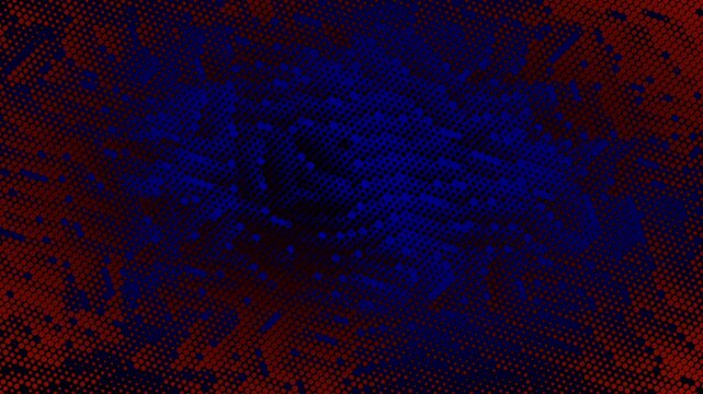 Abstract Gradient Background with Reddish Dots and Dark Blue Halftone Texture with Dynamic Shifting Pattern