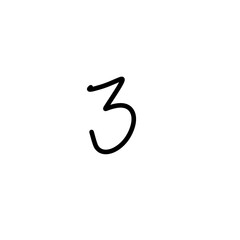 simple black number three scribble vector