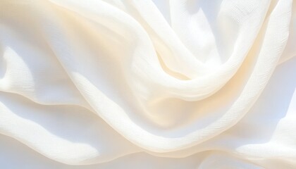 Obraz premium Warm Ivory Linen Fabric Texture with Soft Drapes and Subtle Light