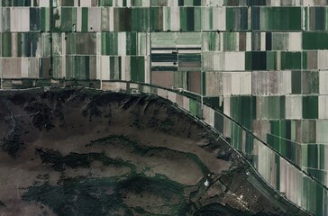 High-Resolution Aerial View of Agricultural Patterns and Land Impact