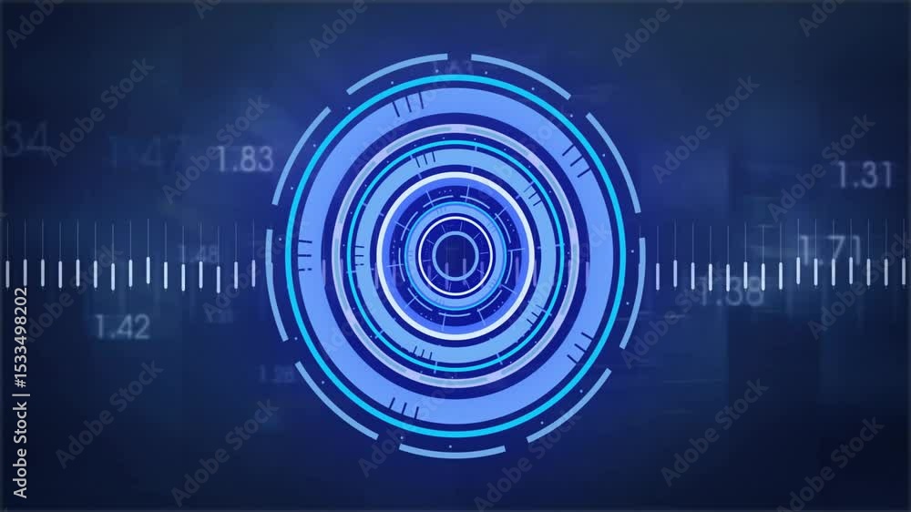 Poster data pulse turning waveform orange on panel as concentric rings pulsing updating numeric data