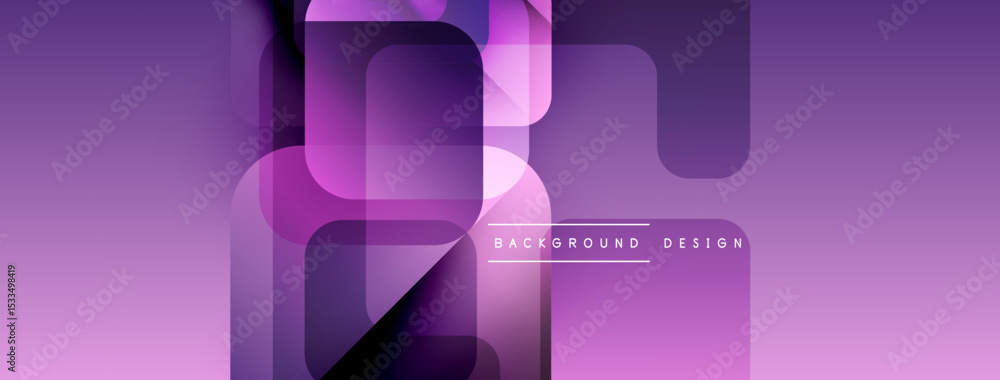 Aufkleber Abstract purple background. Overlapping rounded rectangles create dynamic composition. Gradient shades provide depth, modern aesthetic.