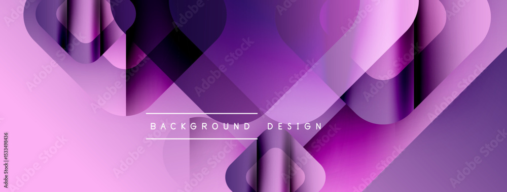 Poster Abstract purple design. Overlapping shapes create dynamic visual effect. Modern, sleek background suitable for various projects.
