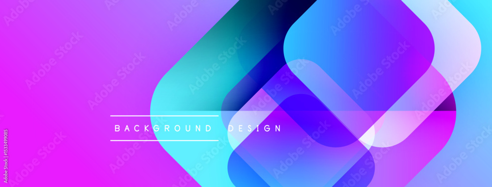 Poster Abstract vibrant background. Overlapping shapes create dynamic visual effect. Gradient colors blend smoothly, modern design element.