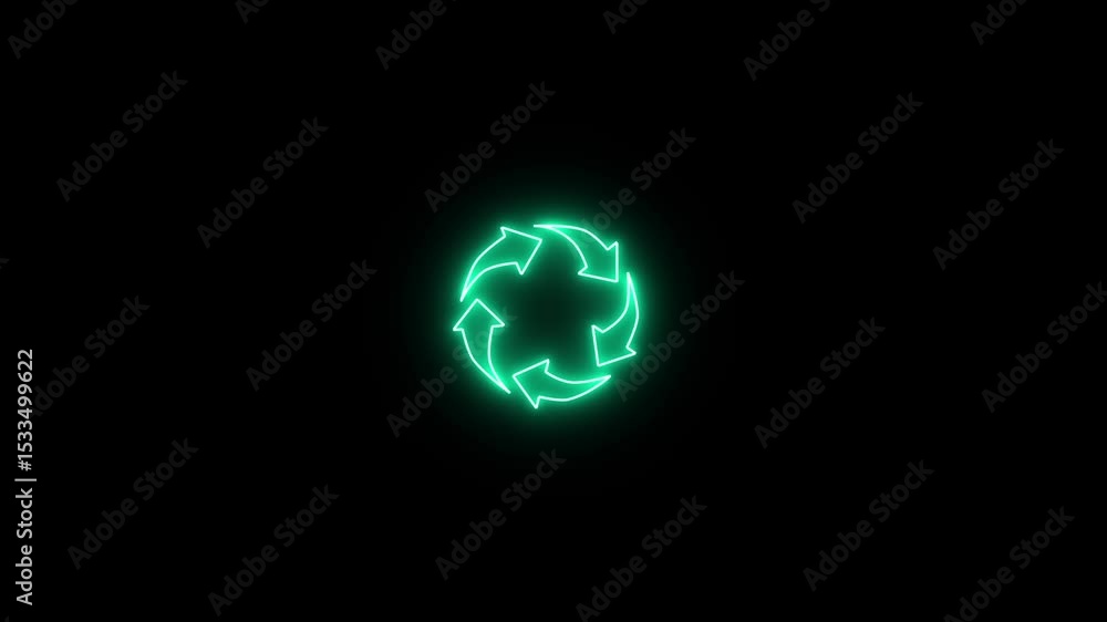 Wall mural reload icon animation on black background. neon refresh sign icon with circle arrow rotation animate