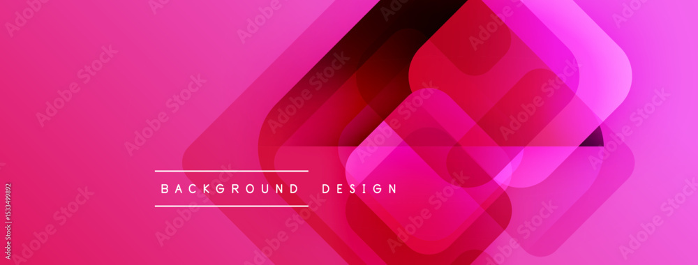 Aufkleber Abstract pink background. Overlapping squares create dynamic visual effect. Modern design elements present smooth gradients.