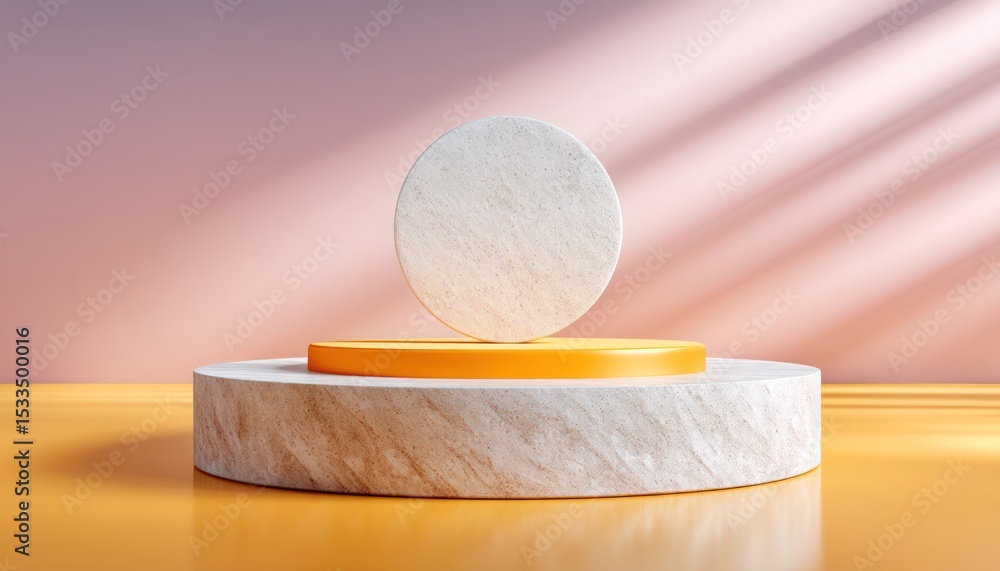 Poster white and orange textured circular product display platform