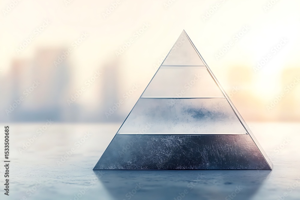 Poster clear-layered triangle diagram styled with minimal gradient shades.