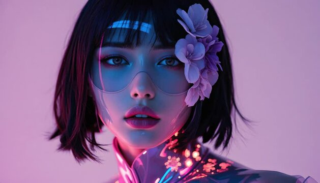 ファンタジーストーリー（時の流れが淀む淵に、未来と過去の幻影をまとう、ミステリアスな仮面の女性）