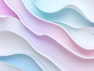 Obraz premium 3D pastel background with wavy layers in soft white and pink tones