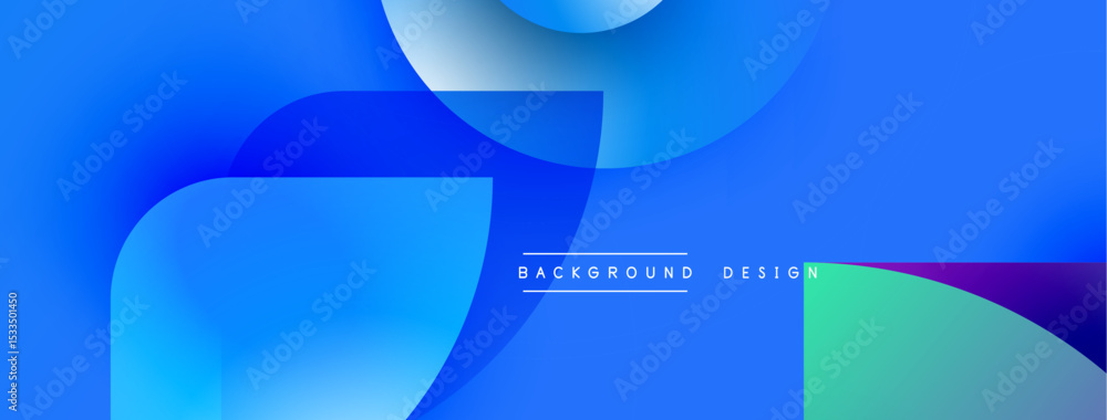 Poster Abstract blue design. Overlapping shapes create dynamic visual effect. Gradient colors suggest depth, modern aesthetic.