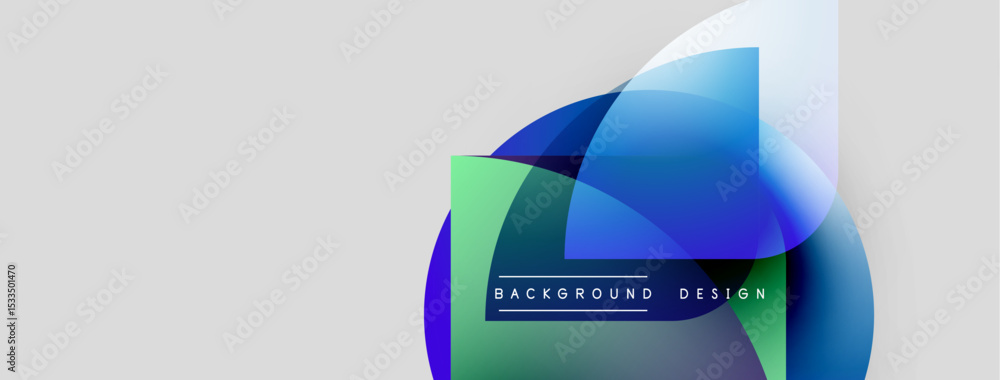 Poster Abstract design features overlapping colorful shapes. Text reads background design within green rectangle. Simple, modern aesthetic.