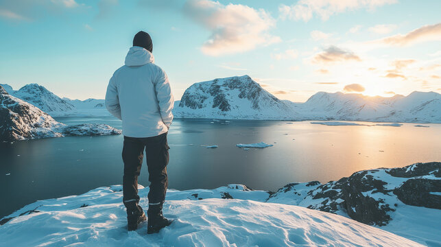 male scientist explore artic