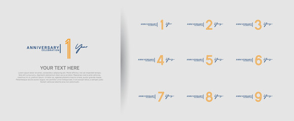 logo anniversary set. orange and black color on white background for special event