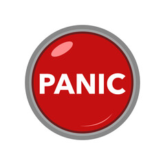 Panic button in red color flat design vector illustration on white background.