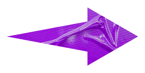 Purple crumpled paper arrow isolated on transparent background