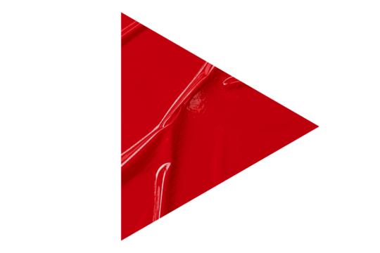Red crumpled paper arrow isolated on transparent background