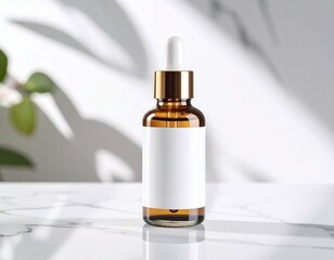 Fototapeta premium Perfume bottle with flower on white background