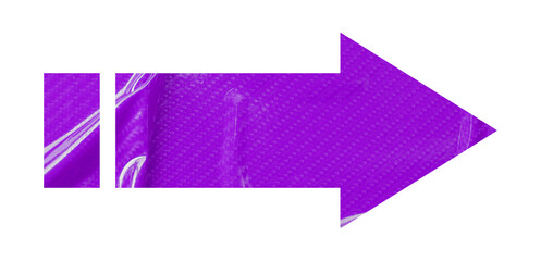 Purple crumpled paper arrow isolated on transparent background