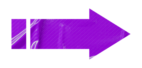 Purple crumpled paper arrow isolated on transparent background
