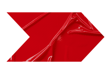 Red crumpled paper arrow isolated on transparent background