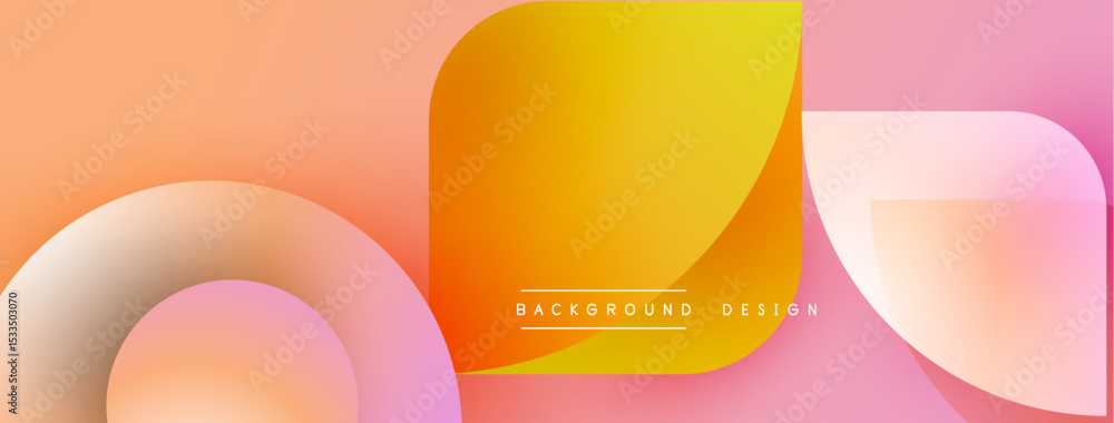 Poster Abstract gradients overlap, creating dynamic visual effect. Soft pinks, oranges, yellows blend seamlessly. Modern design element.