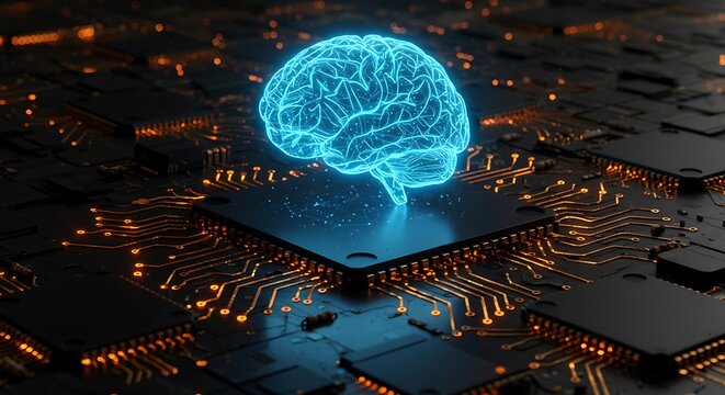 Conceptual illustration of artificial intelligence and advanced technology processing capabilities