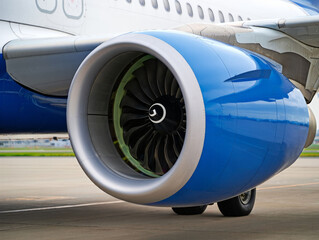Close-up capturing modern jet engine on a parked aircraft