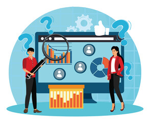 Naklejka premium Marketing Research Business Analysis and Data Representation with Teamwork.