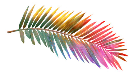 Vibrant watercolor palm leaf isolated on transparent background for tropical design concepts and decorative digital art 