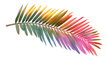 Vibrant watercolor palm leaf isolated on transparent background for tropical design concepts and decorative digital art 