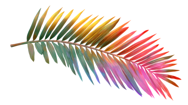Vibrant watercolor palm leaf isolated on transparent background for tropical design concepts and decorative digital art 