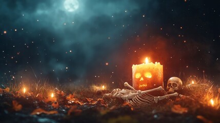 A graveyard scene with animated skeletons