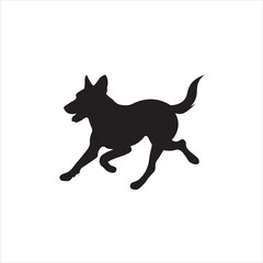 Dog sprinting silhouette icon. Dog in mid-run pose, clean black icon. Use for pet or activity design.