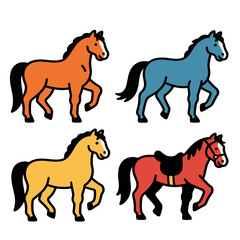 horse icon vector cute colorful leaves, suitable for kids book, fall pattern or craft project print.