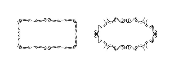 set of decorative rectangular frames and vintage ornament borders