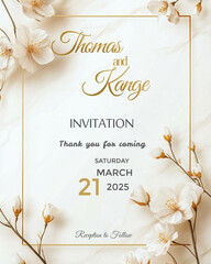 wedding invitation card with flowers
